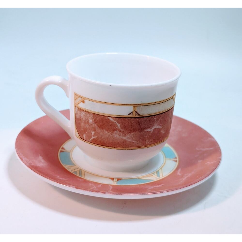 Vintage Arcopal France Demitasse Teacup and Saucer Espresso Pink